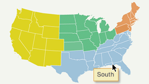 group areas or states of a map